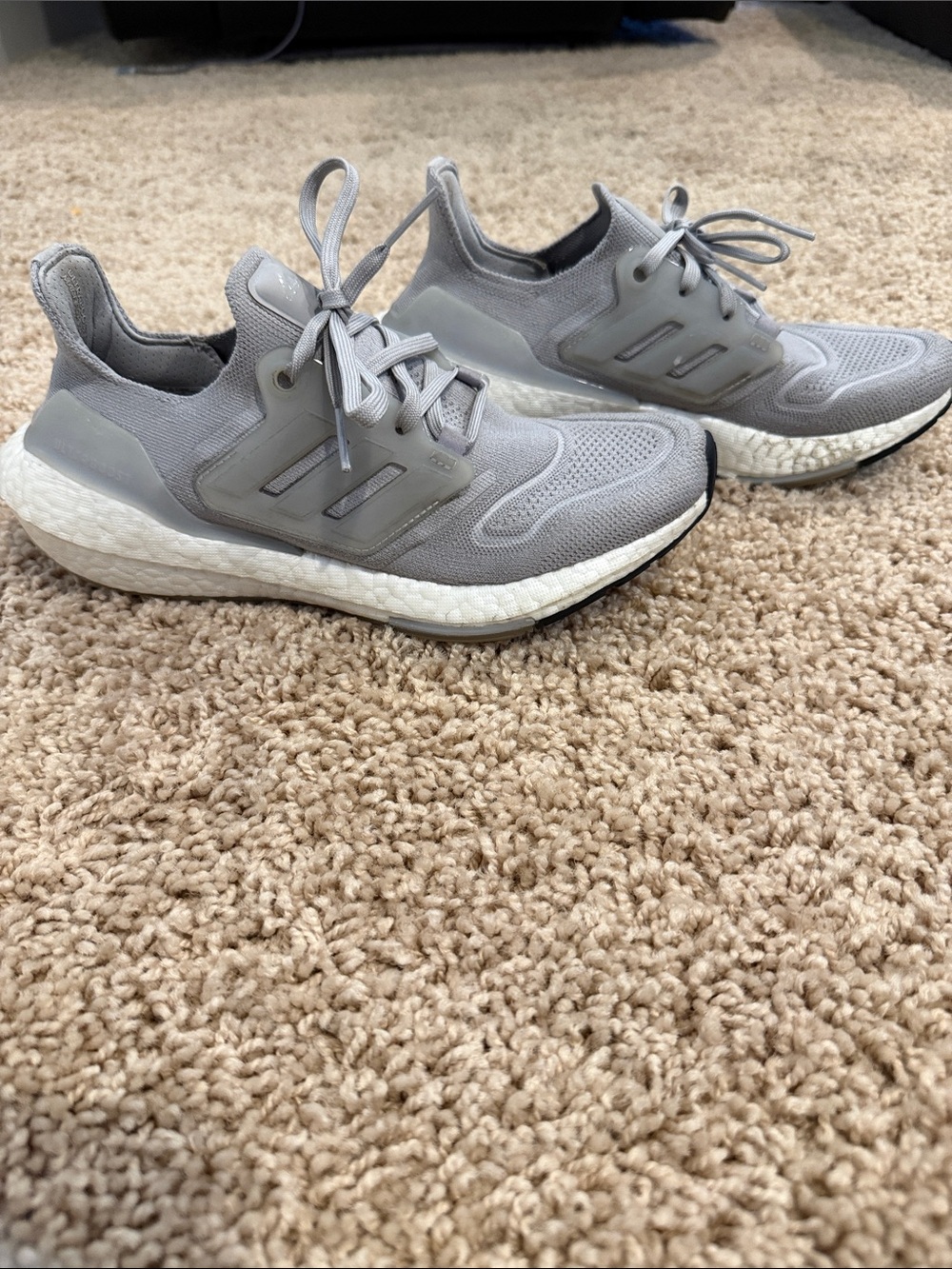 Adidas Ultra Boost Gray Athletic Running Sneakers - Neutral Gray